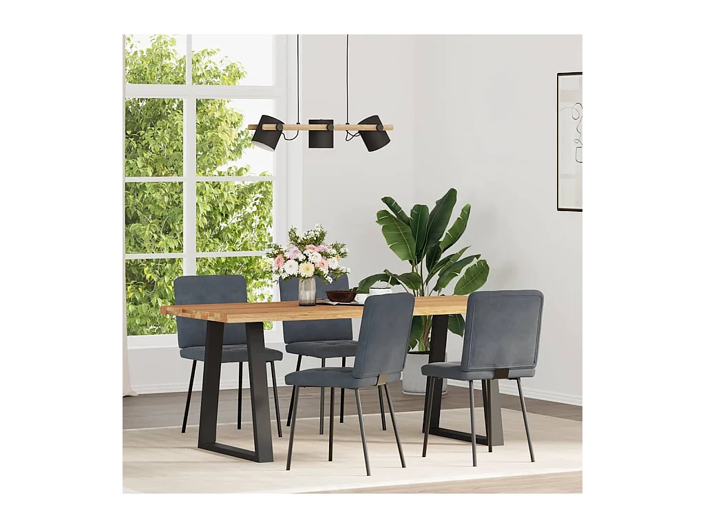 Chaises à manger lot de 4 Gris foncé Velours