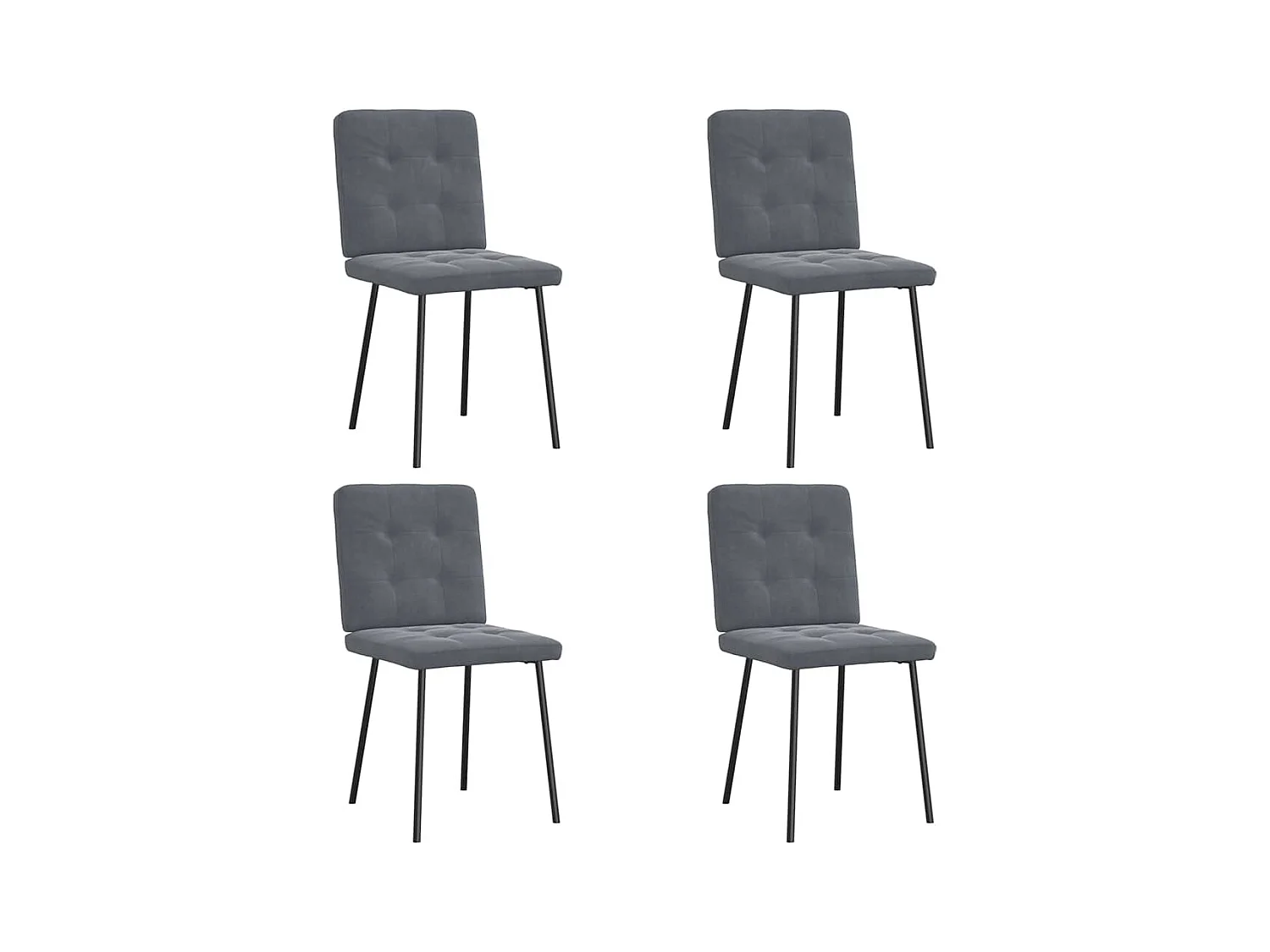 Eetkamerstoelen set van 4 Donkergrijs Fluweel