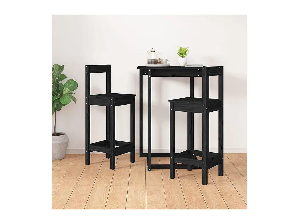 Chaises de bar lot de 2 noir 40x41,5x112 cm bois de pin solide