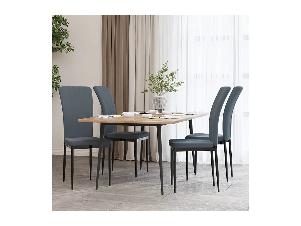 Juego de 4 sillas de comedor en terciopelo gris oscuro