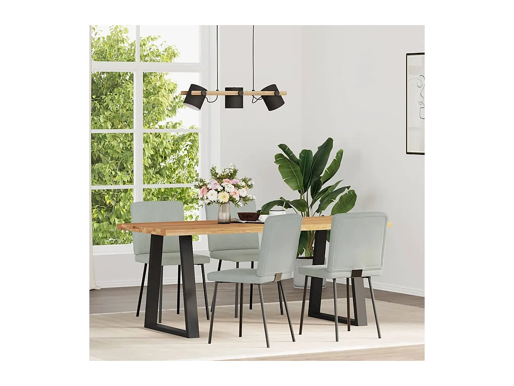 Set di 4 sedie da pranzo in velluto grigio chiaro