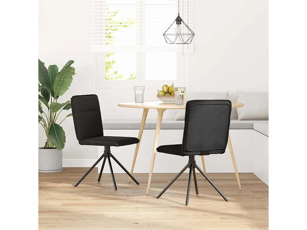 Chaises à manger lot de 2 noir tissu