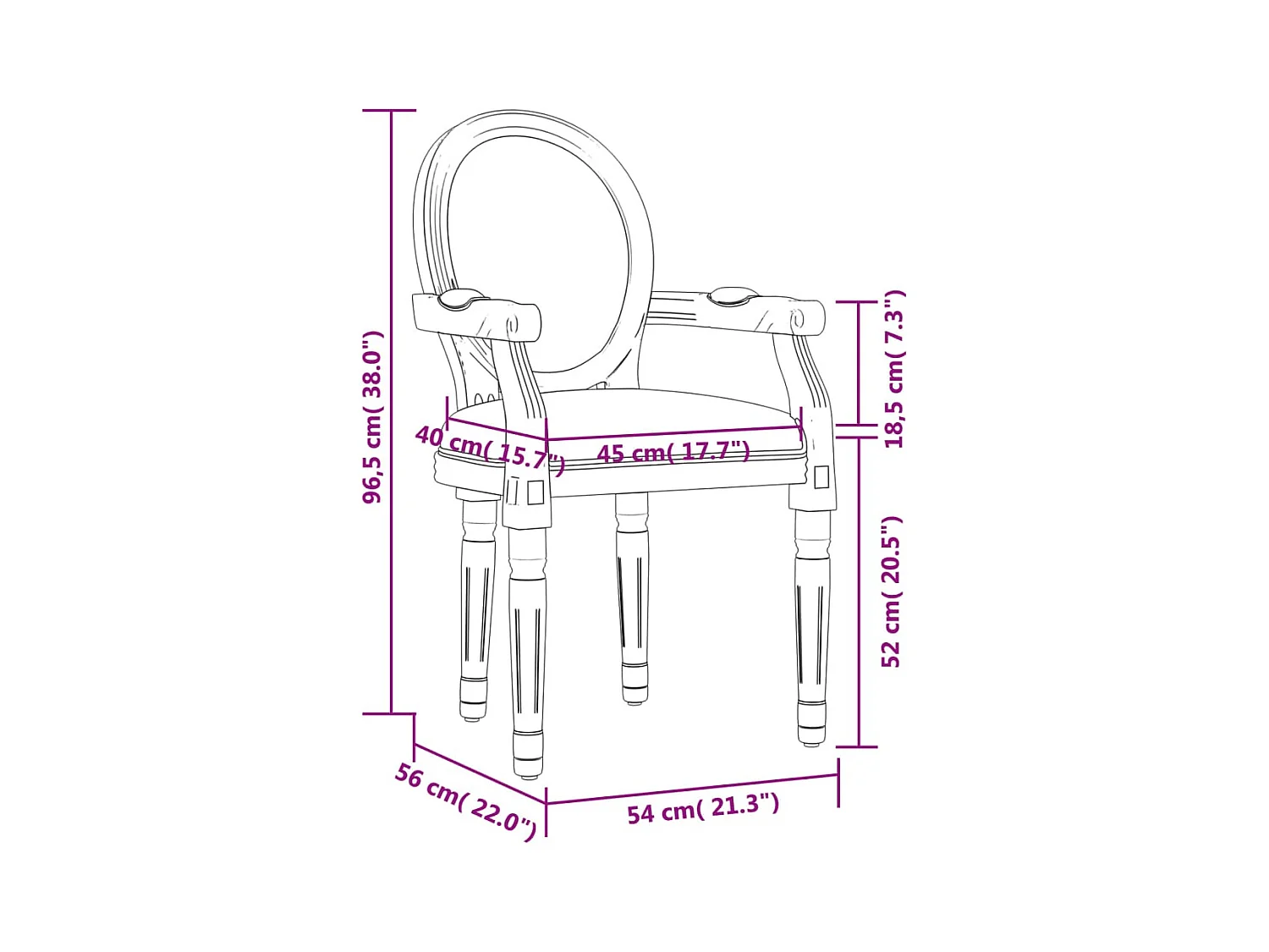 Silla de comedor gris oscuro 54x56x96,5 cm tela