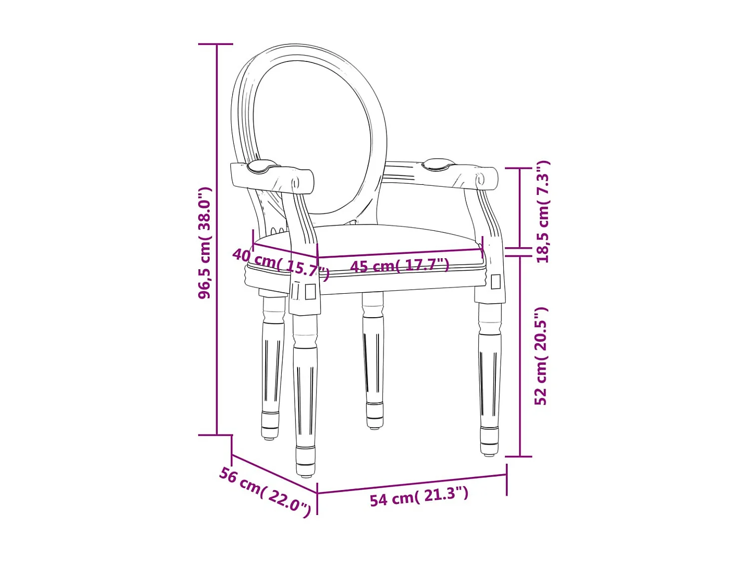 Silla de comedor gris oscuro 54x56x96,5 cm tela