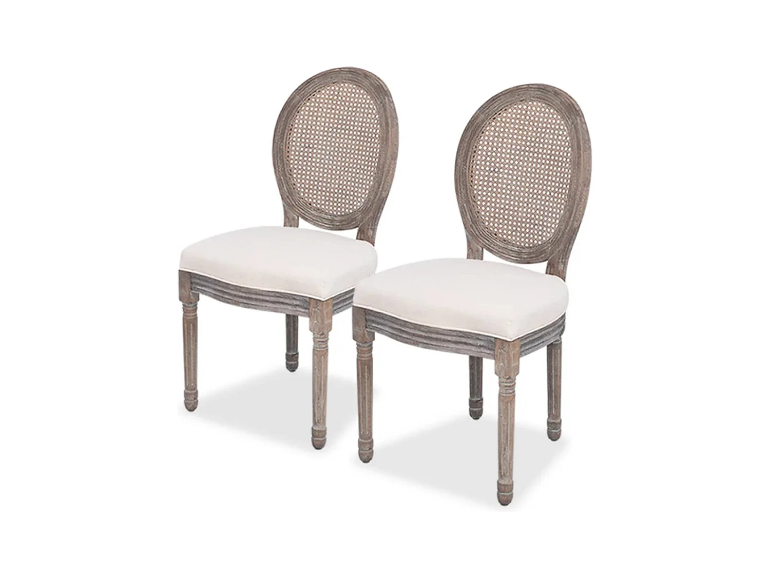 Juego de 2 sillas de comedor de tela color crema