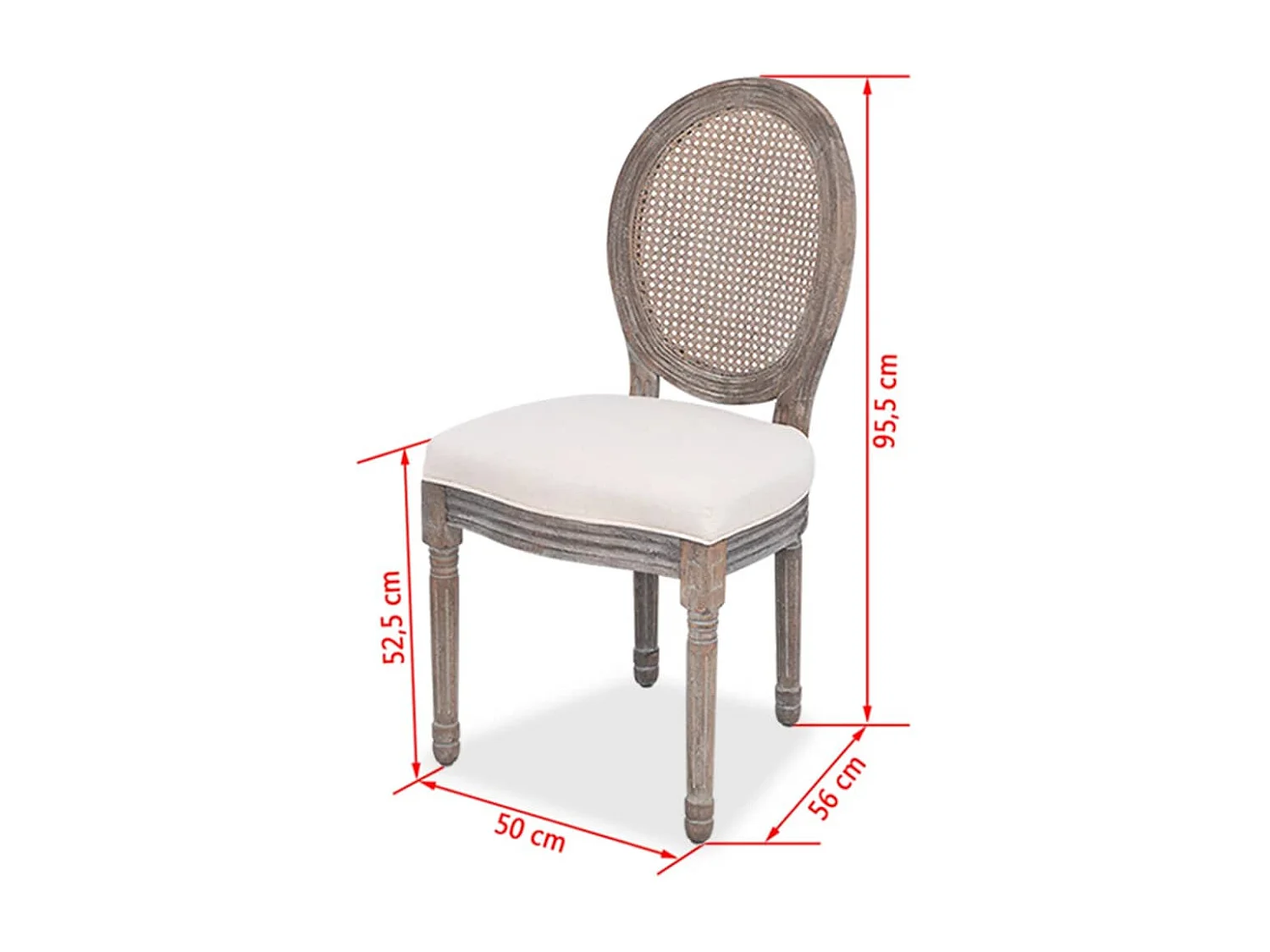 Juego de 2 sillas de comedor de tela color crema