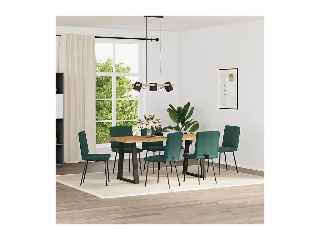 Chaises à manger lot de 6 vert foncé velours