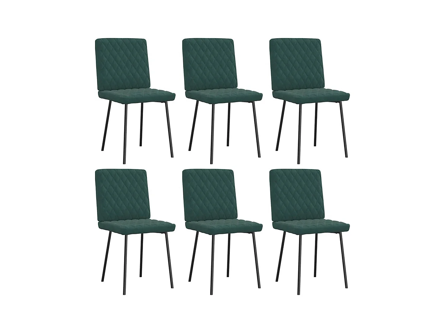 Chaises à manger lot de 6 vert foncé velours