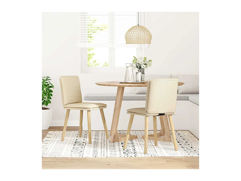 Chaises à manger lot de 2 crème tissu