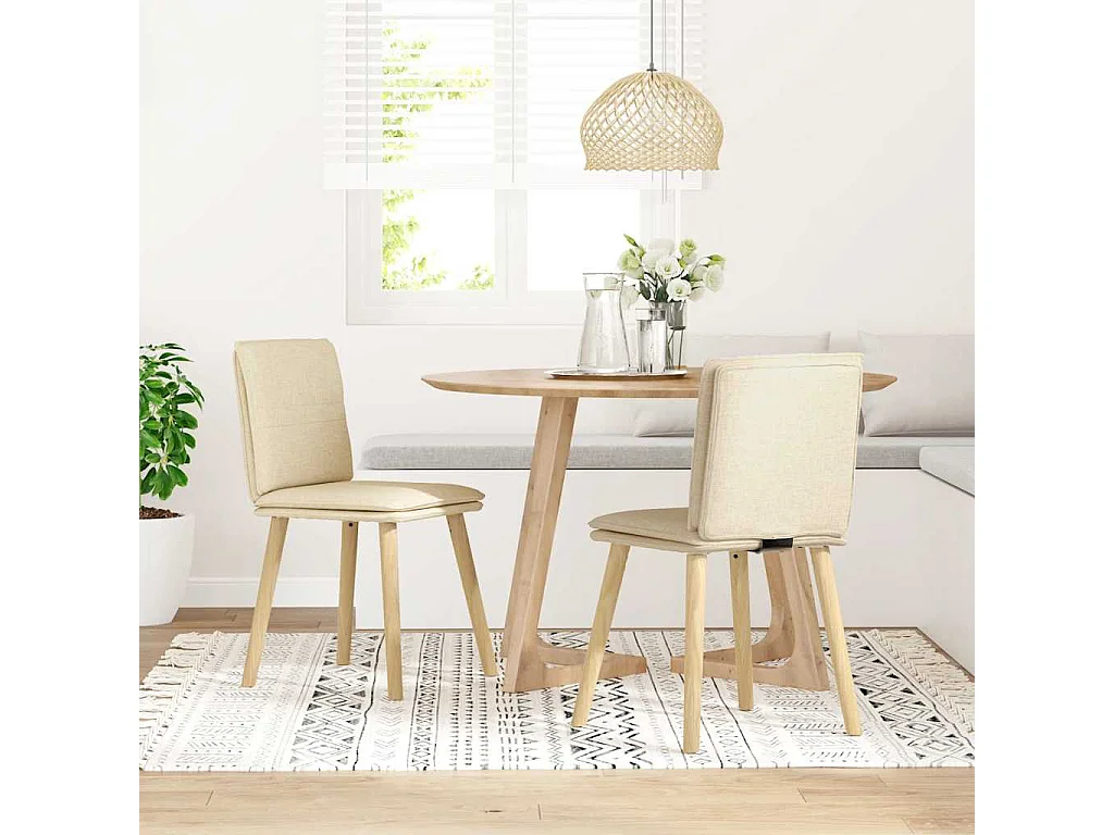 Chaises à manger lot de 2 crème tissu