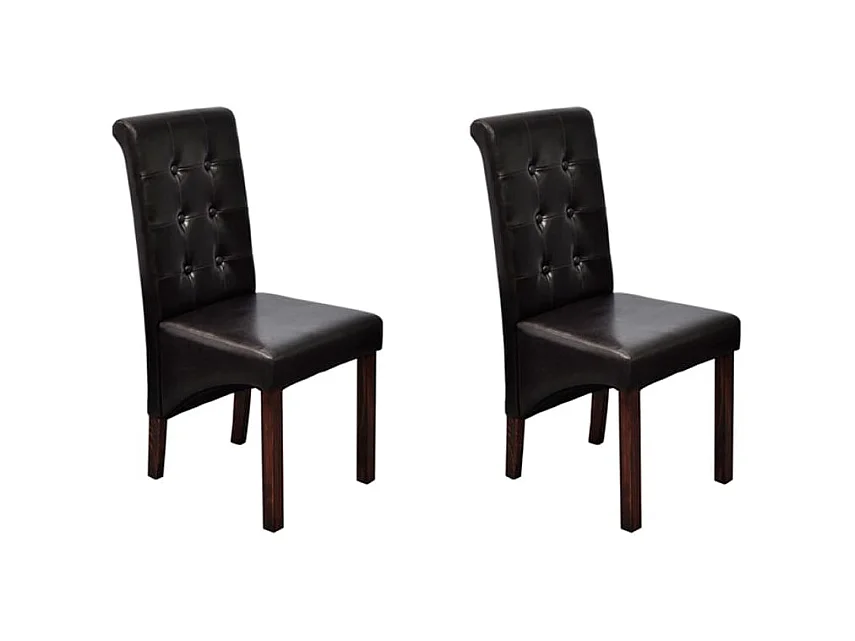Chaises à manger lot de 2 marron similicuir