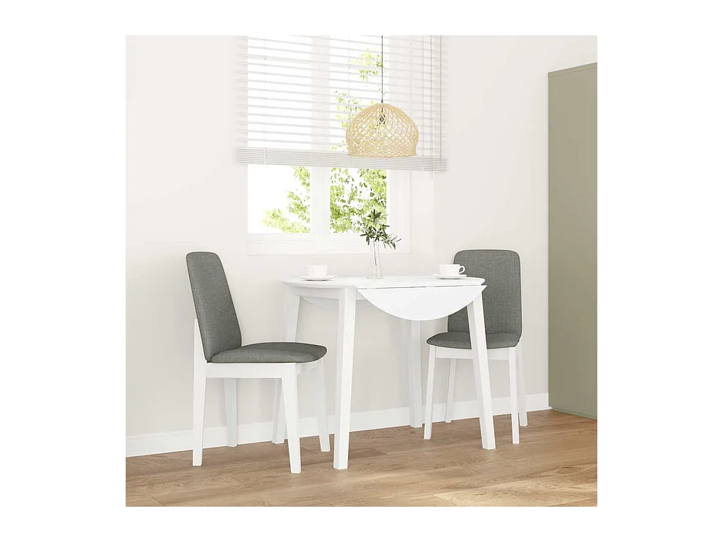 Chaises à manger coussins 2 pcs blanc bois massif caoutchouc