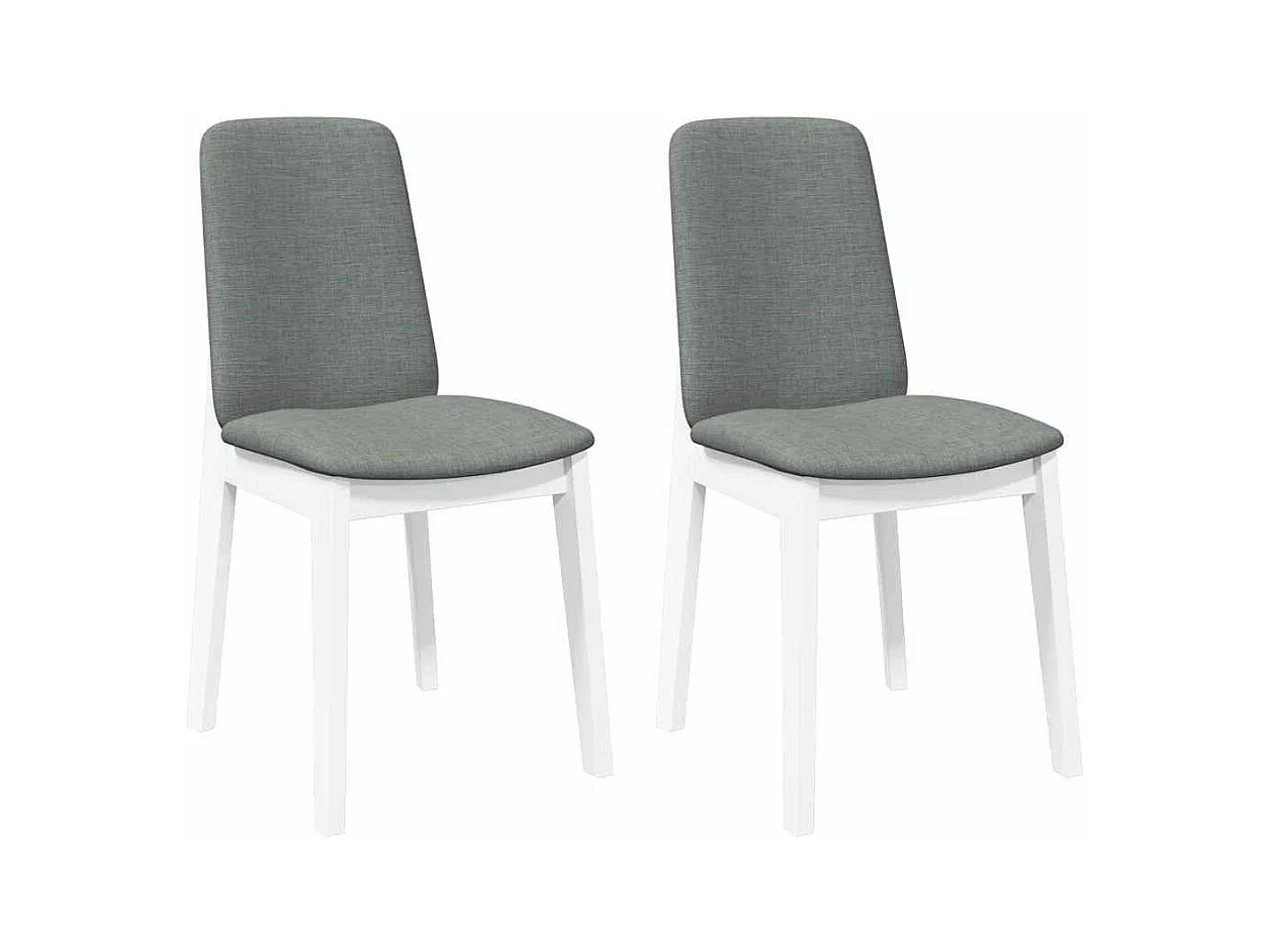 Chaises à manger coussins 2 pcs blanc bois massif caoutchouc