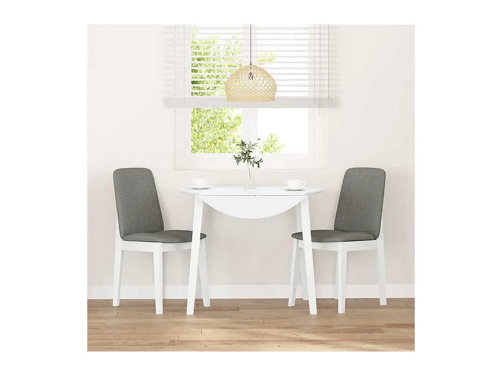 Chaises à manger coussins 2 pcs blanc bois massif caoutchouc