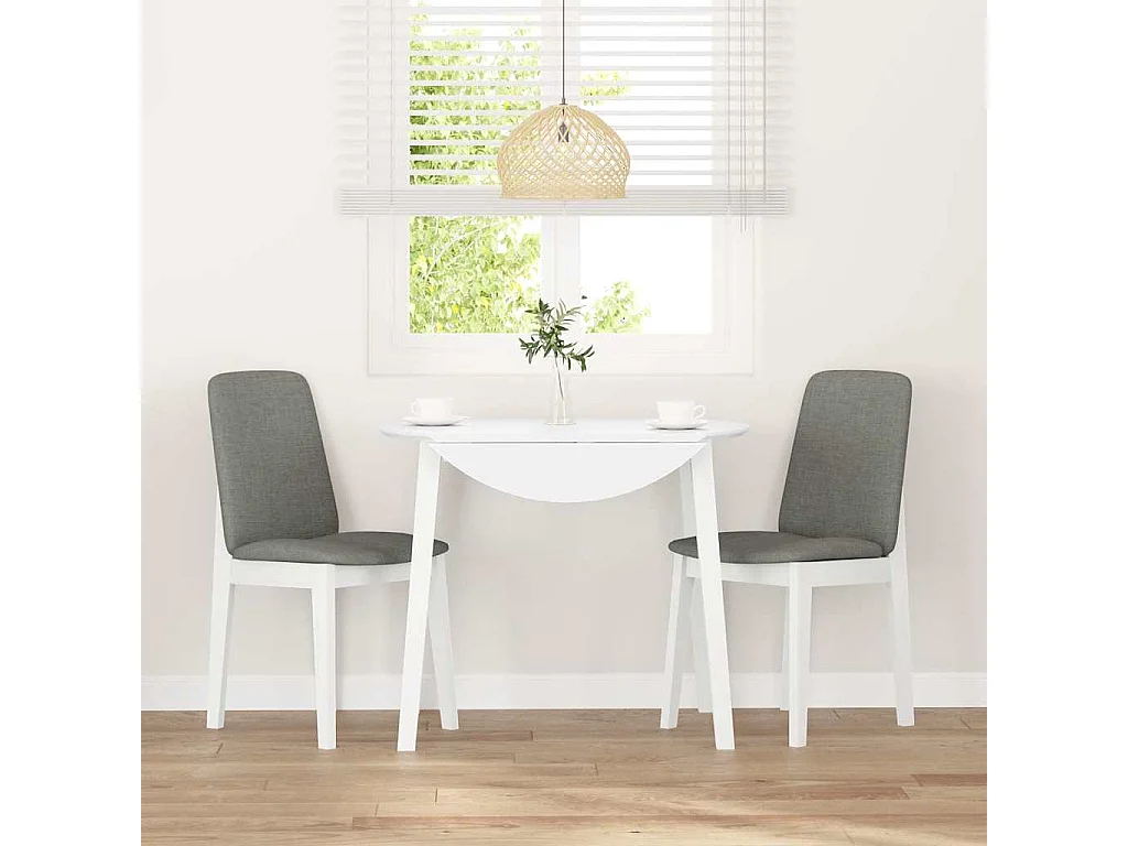 Chaises à manger coussins 2 pcs blanc bois massif caoutchouc