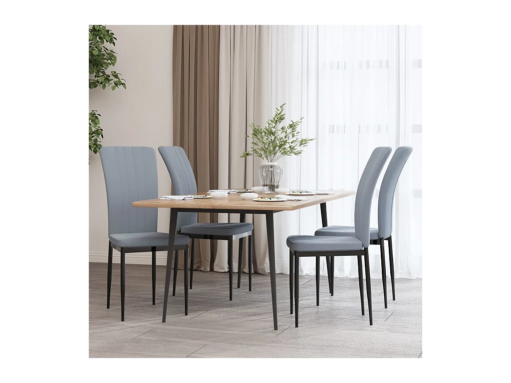 Juego de 4 sillas de comedor de terciopelo gris claro