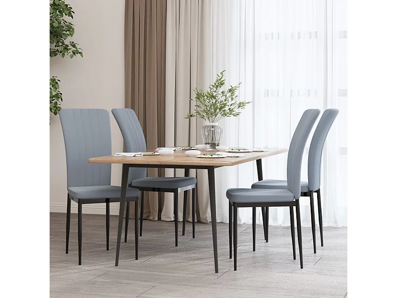 Eetkamerstoelen set van 4 Lichtgrijs Fluweel