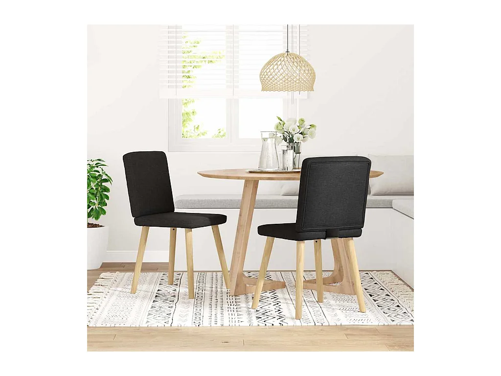 Chaises à manger lot de 2 noir tissu