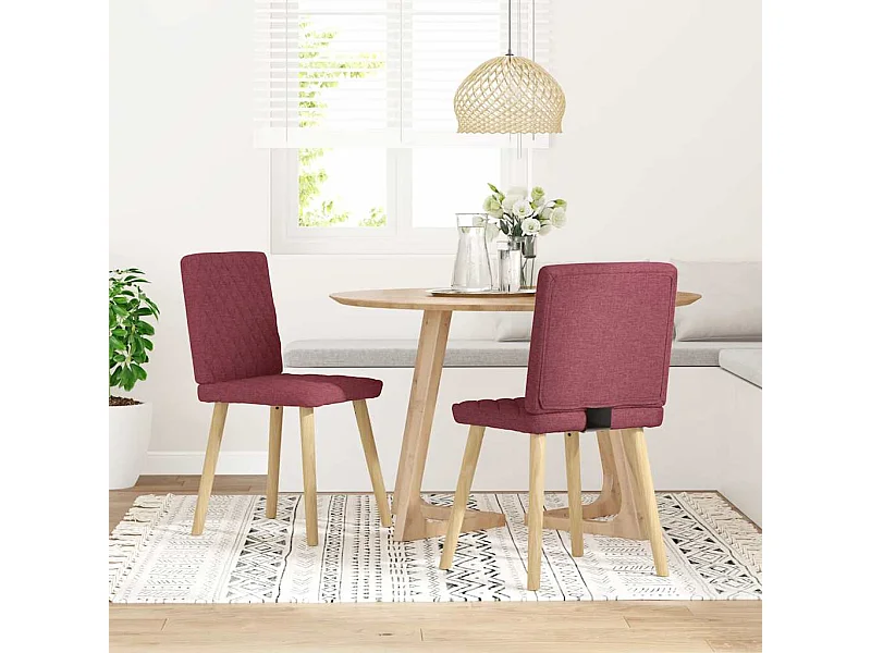 Chaises à manger lot de 2 rouge bordeaux tissu