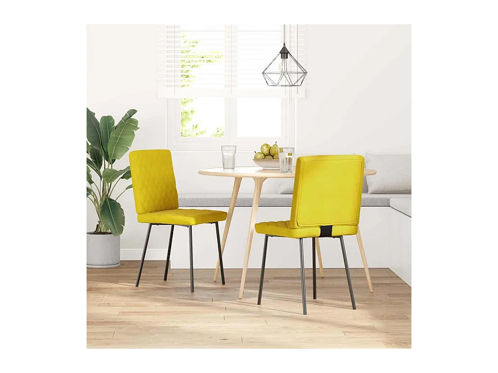 Chaises à manger lot de 2 Jaune Velours