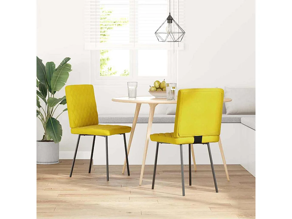 Chaises à manger lot de 2 Jaune Velours