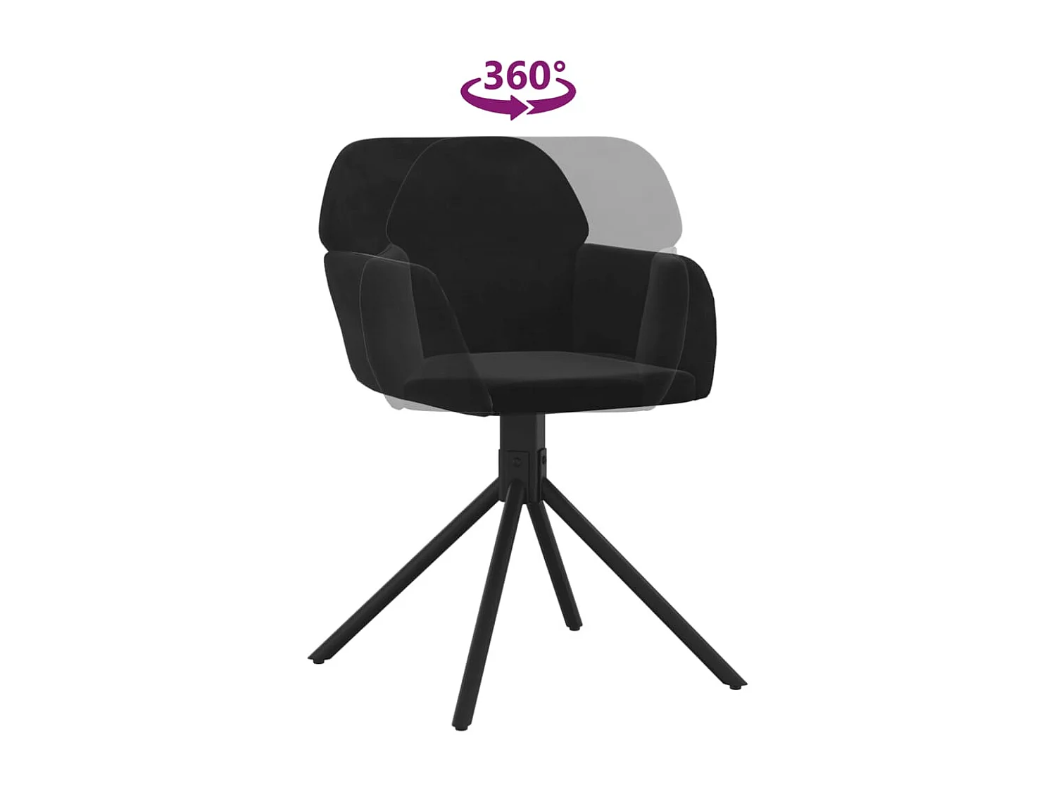 Set di 2 sedie da pranzo girevoli in velluto nero