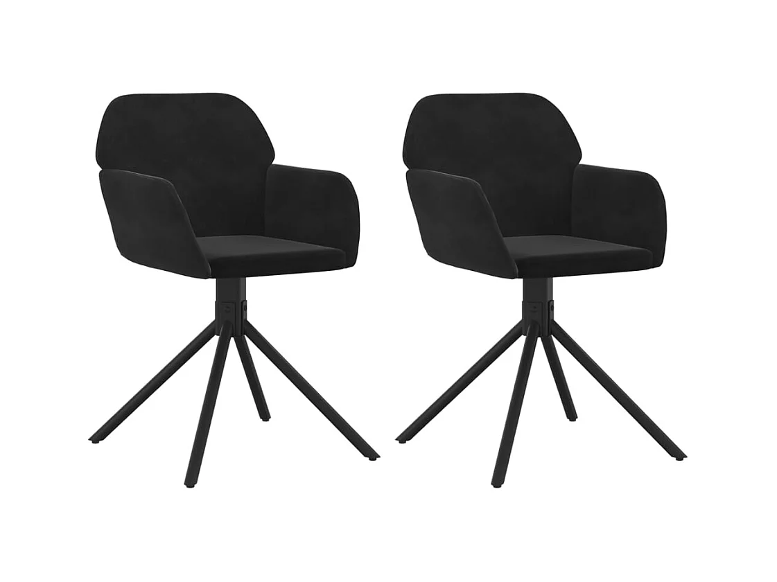 Juego de 2 sillas de comedor giratorias de terciopelo negro