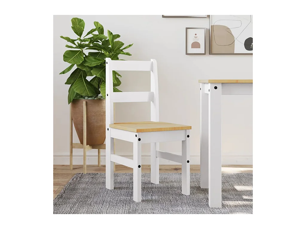 Panama eetkamerstoelen set van 2 wit massief grenenhout
