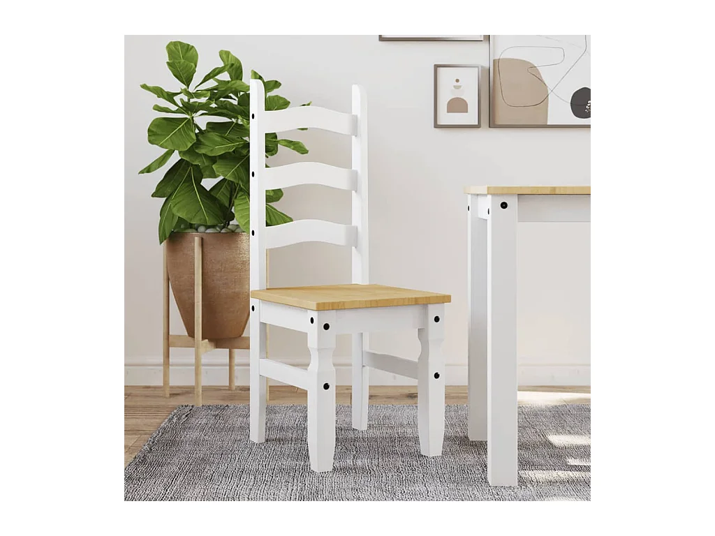 Chaises à manger lot de 2 Corona blanc bois massif de pin