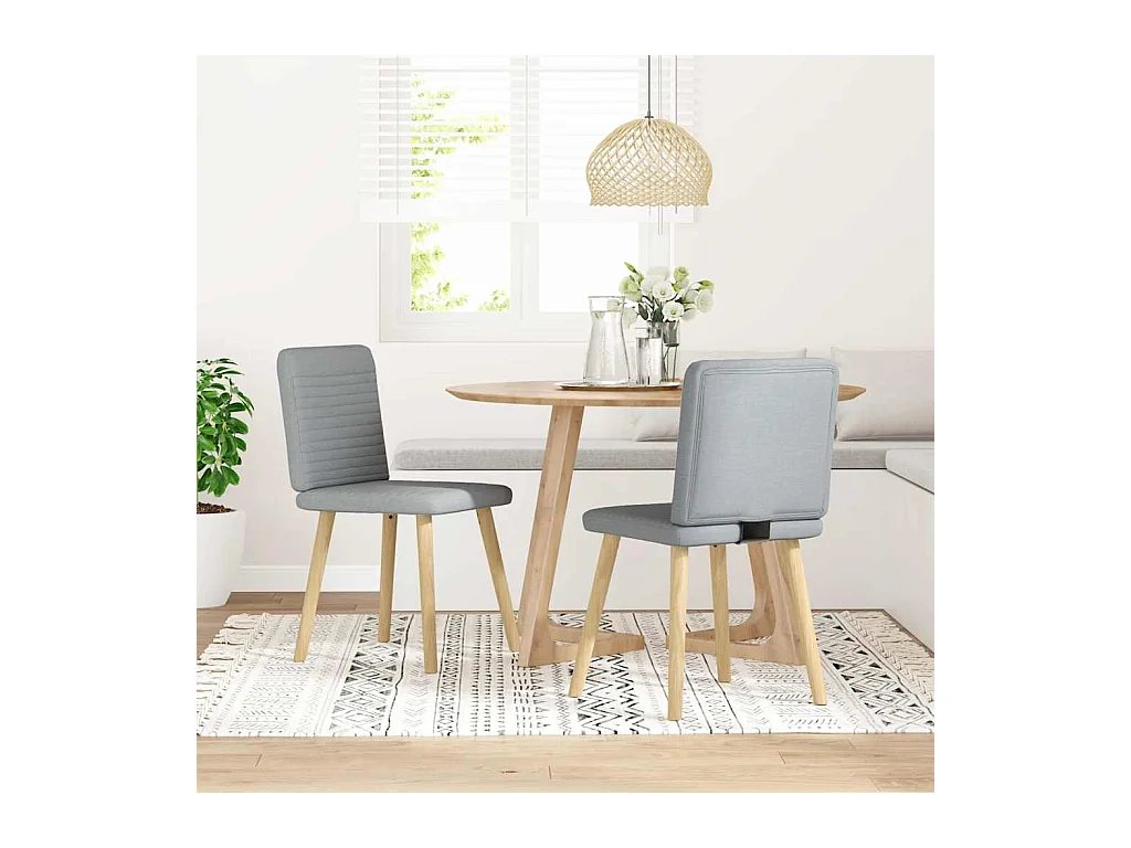 Set di 2 sedie da pranzo in tessuto grigio chiaro