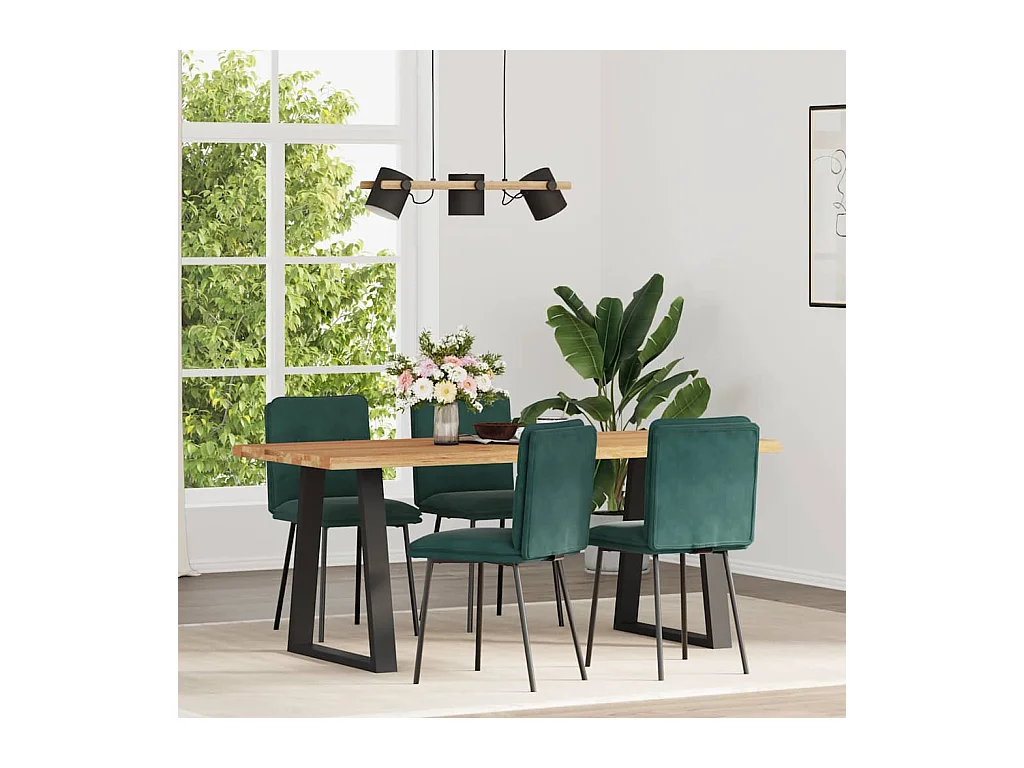Chaises à manger lot de 4 Vert foncé Velours