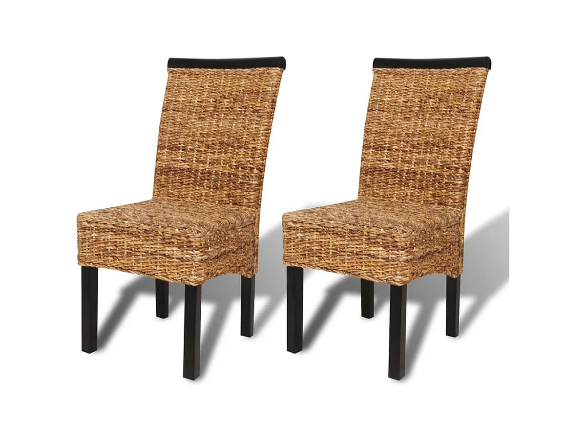 Chaises à manger lot de 2 bois solide de manguier et abaca