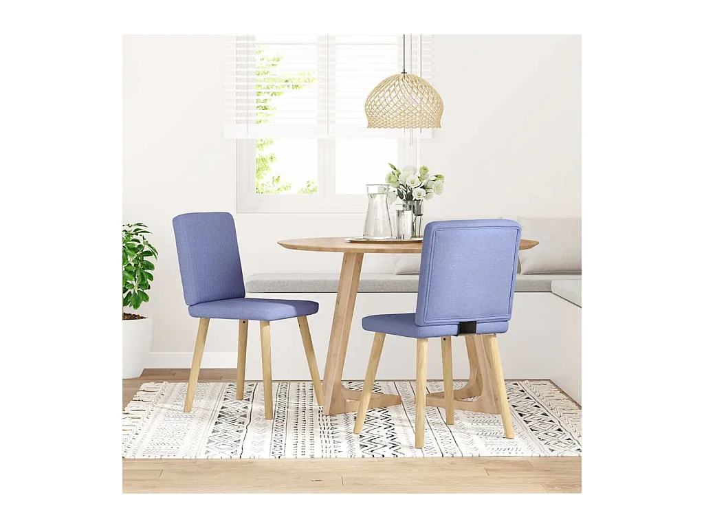 Chaises à manger lot de 2 bleu jean tissu