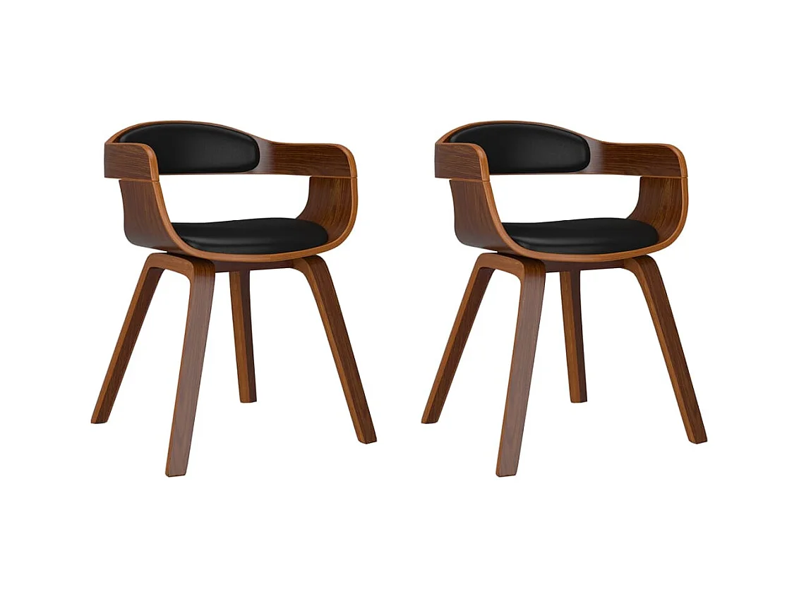 Chaises à manger lot de 2 noir bois courbé et similicuir
