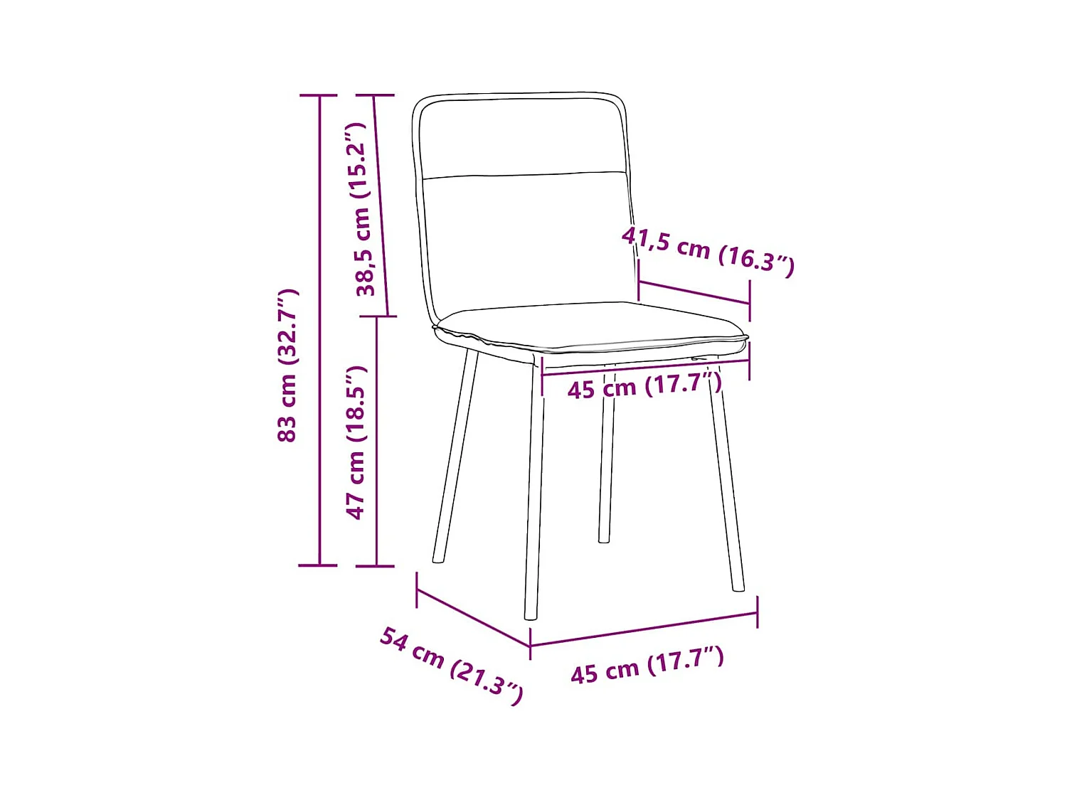 Juego de 4 sillas de comedor de terciopelo azul
