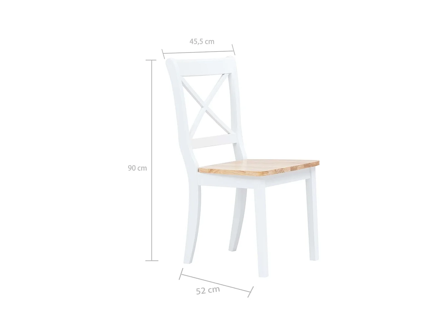 Chaises à manger lot de 4 blanc et bois clair bois hévéa massif