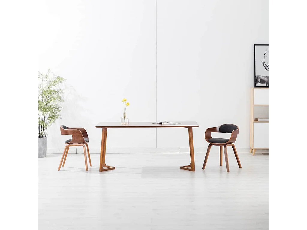 Chaise de salle à manger Gris foncé Tissu et bois courbé