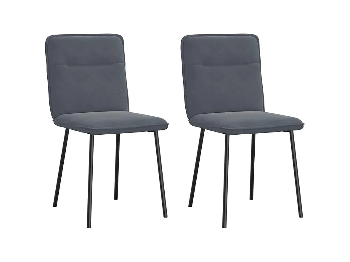 Set di 2 sedie da pranzo in velluto grigio scuro