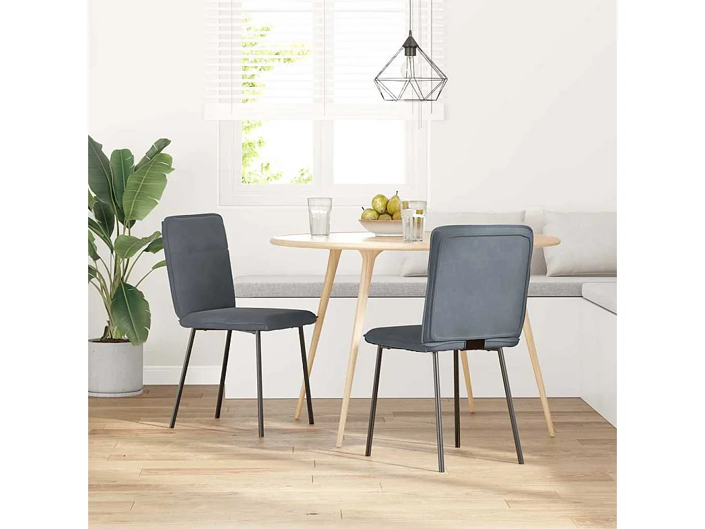 Juego de 2 sillas de comedor de terciopelo gris oscuro