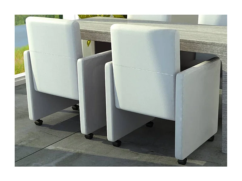 Eetkamerstoelen set van 2 wit imitatieleer