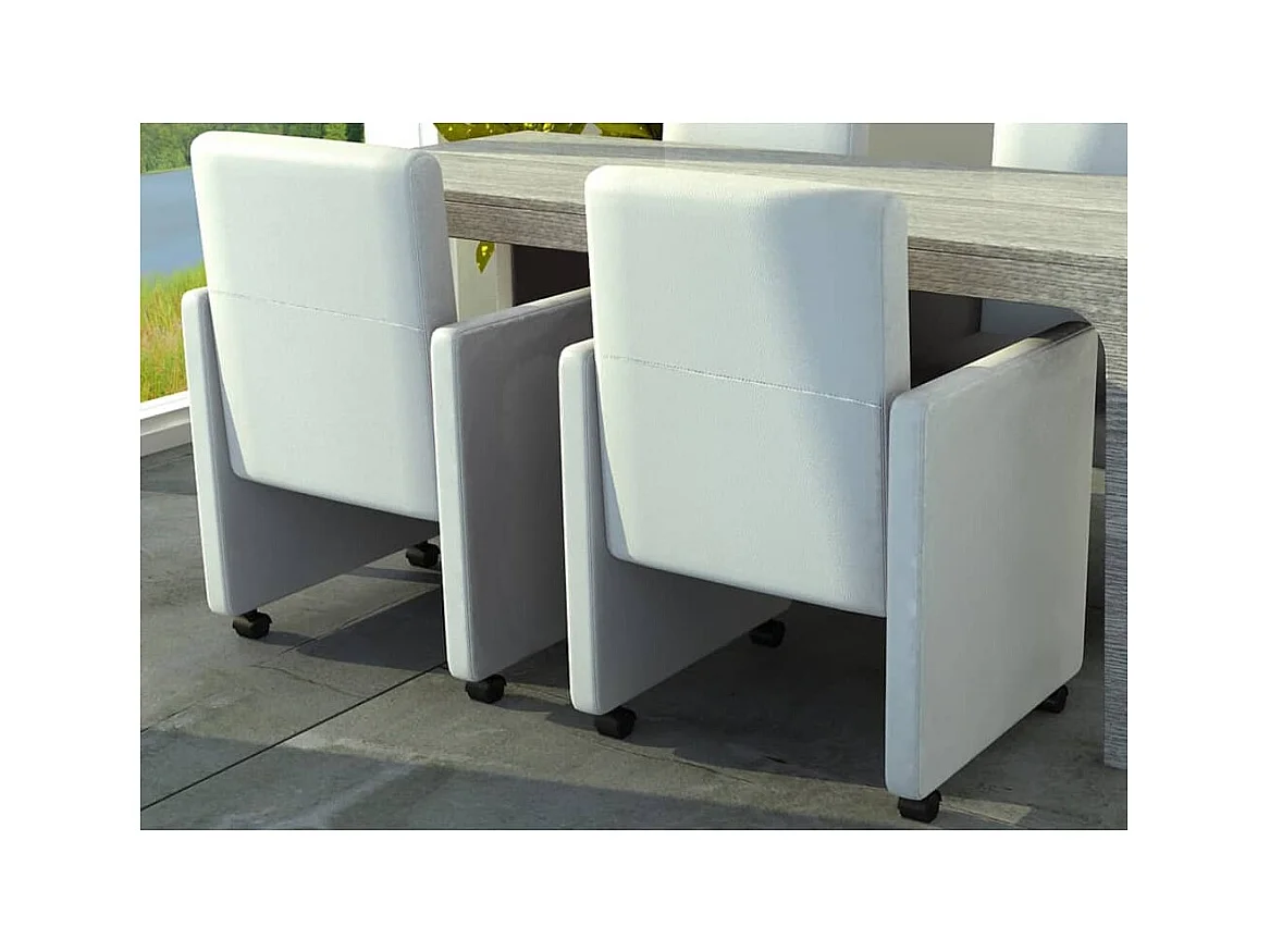 Set di 2 sedie da pranzo in similpelle bianca