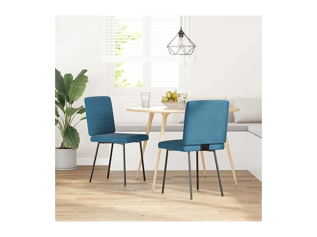 Chaises à manger lot de 2 Bleu Velours