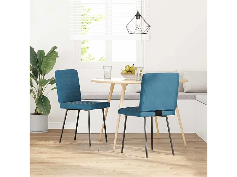 Eetkamerstoelen set van 2 Blauw Fluweel