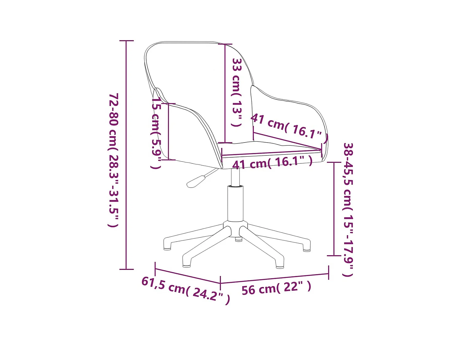 Set van 2 roze fluwelen draaibare eetkamerstoelen