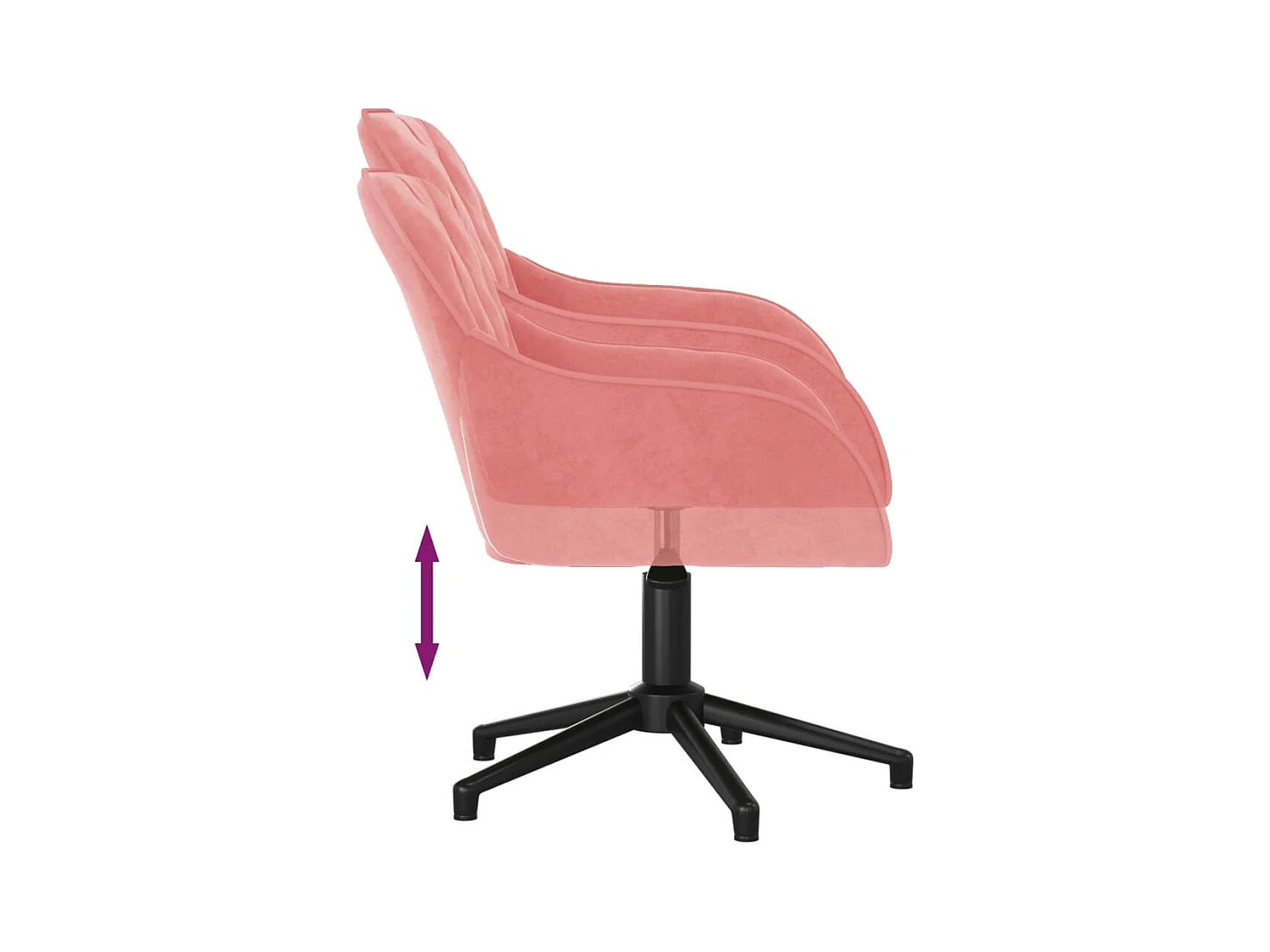 Set van 2 roze fluwelen draaibare eetkamerstoelen