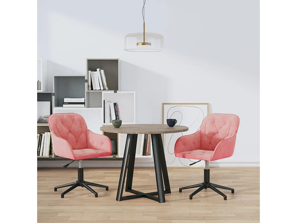 Chaises pivotantes à manger lot de 2 Rose Velours