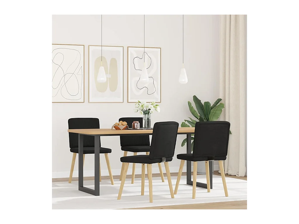 Chaises à manger lot de 4 noir tissu