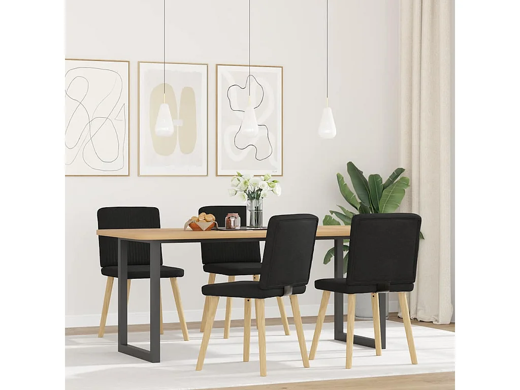 Chaises à manger lot de 4 noir tissu