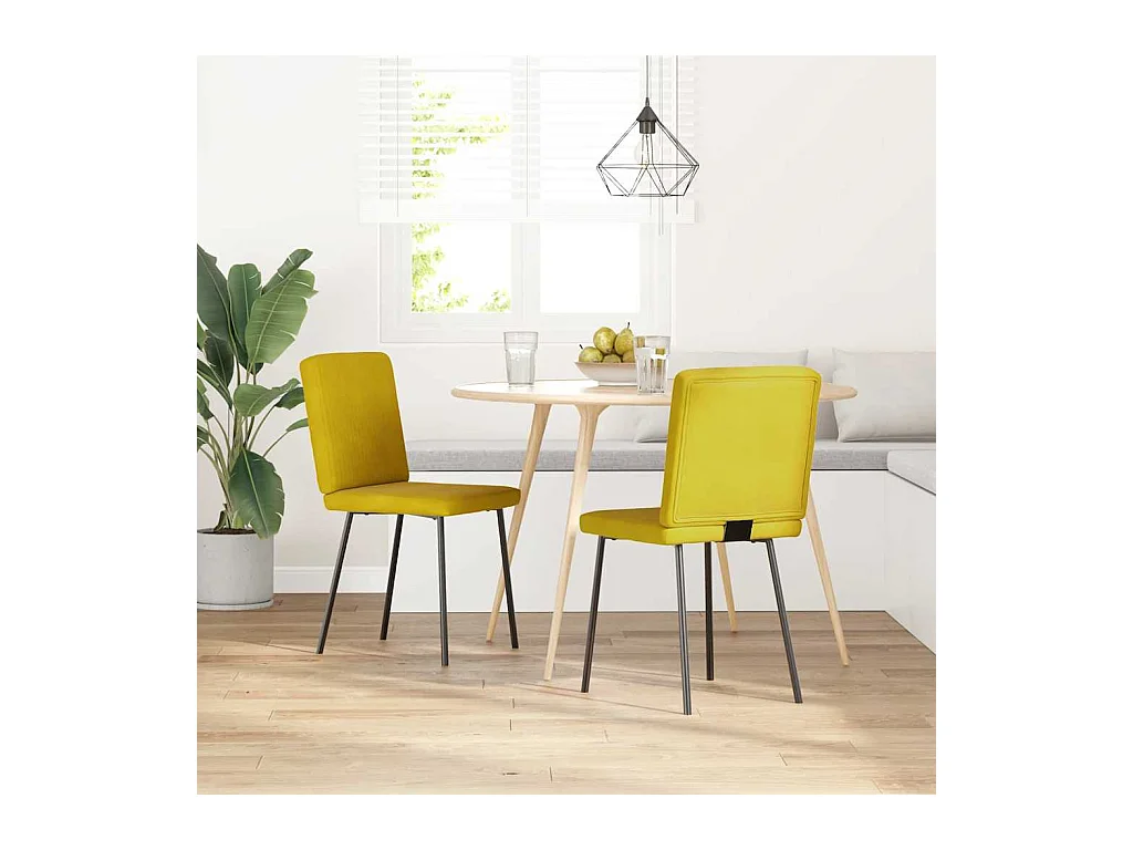 Chaises à manger lot de 2 Jaune Velours
