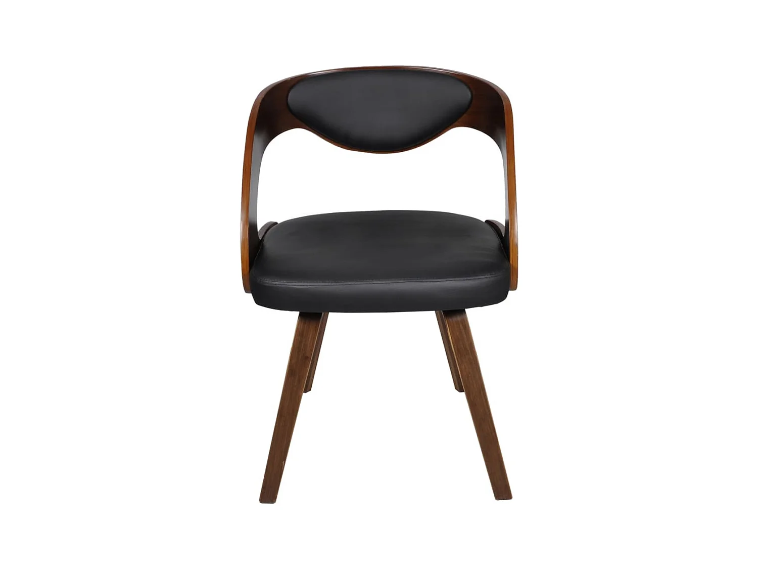 Set di 4 sedie da pranzo in legno curvato marrone e similpelle